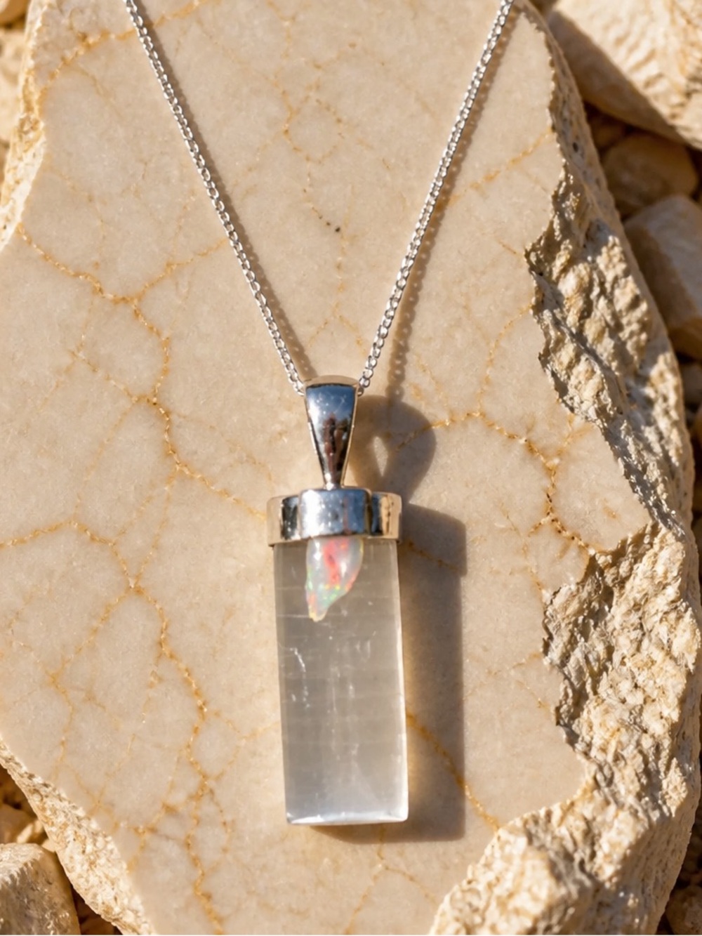 NEW! Selenite & Opal Necklace